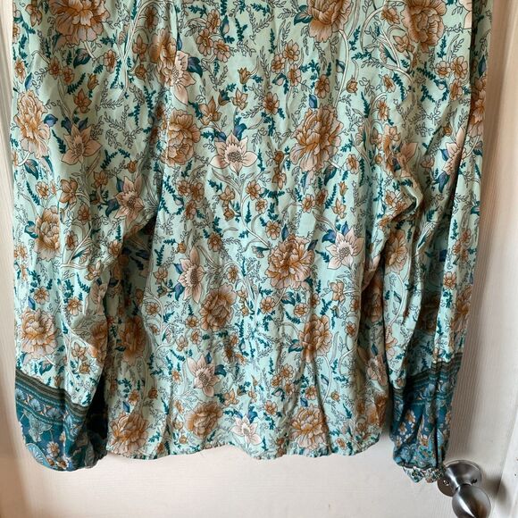 Miss Sparkling Blouse Women’s Size Large Hippie Boho Peasant Floral V Neck Light - Picture 7 of 9